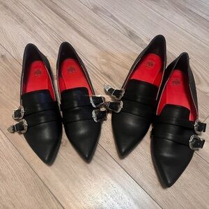 Black Buckle Flats from Poison Shoes